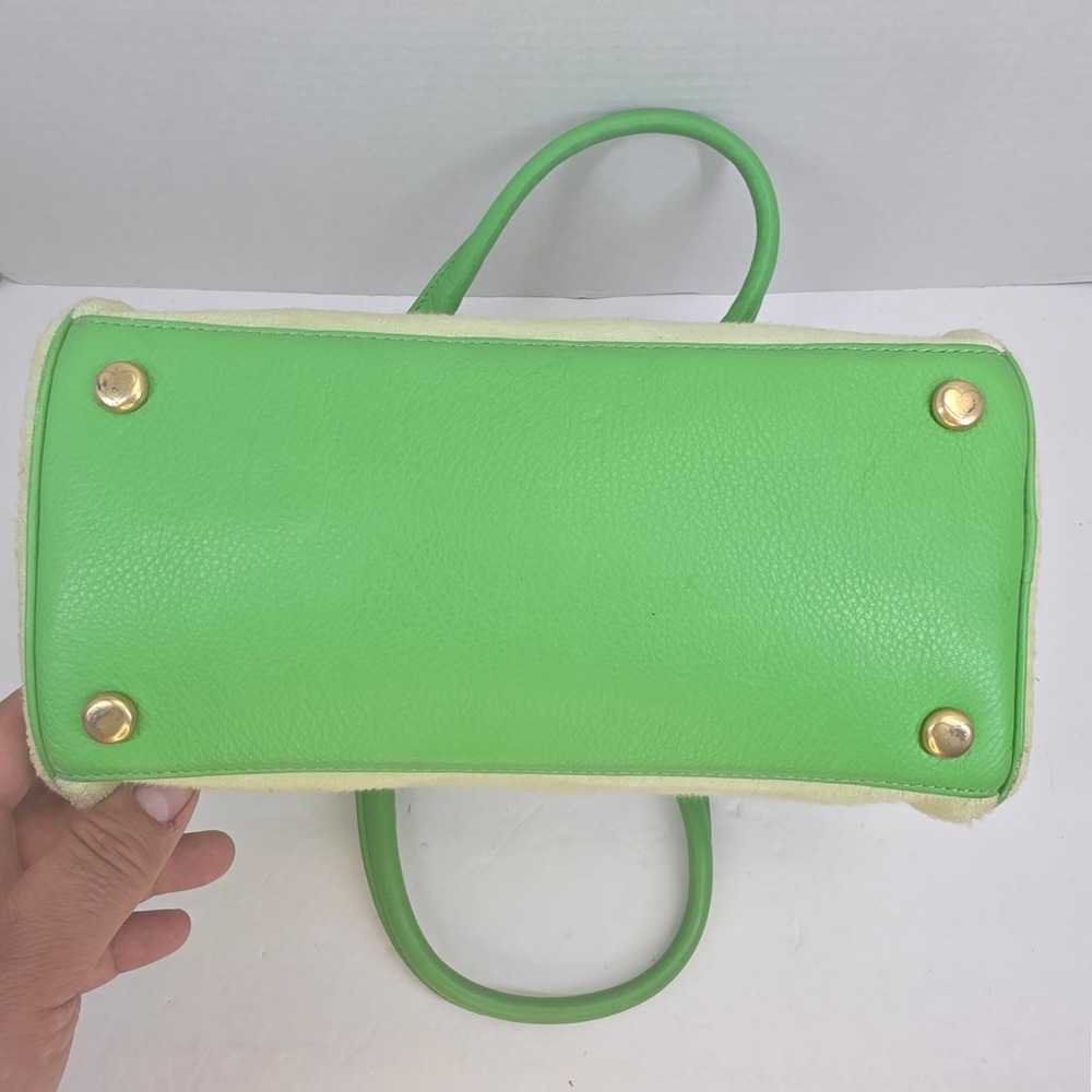 Rare Juicy Couture Vintage Velour Bowler Lime Green Sequin Juicy Angel Y2K bag - Picture 5 of 11